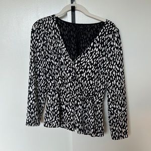 j.Crew black and white peplum long sleeve blouse